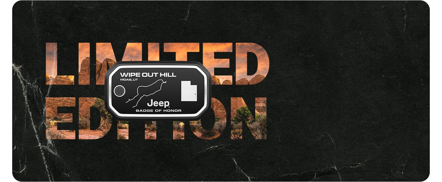 Wipe Out Hill, Moab, Utah. Emblema de honor de Jeep. Edición limitada.